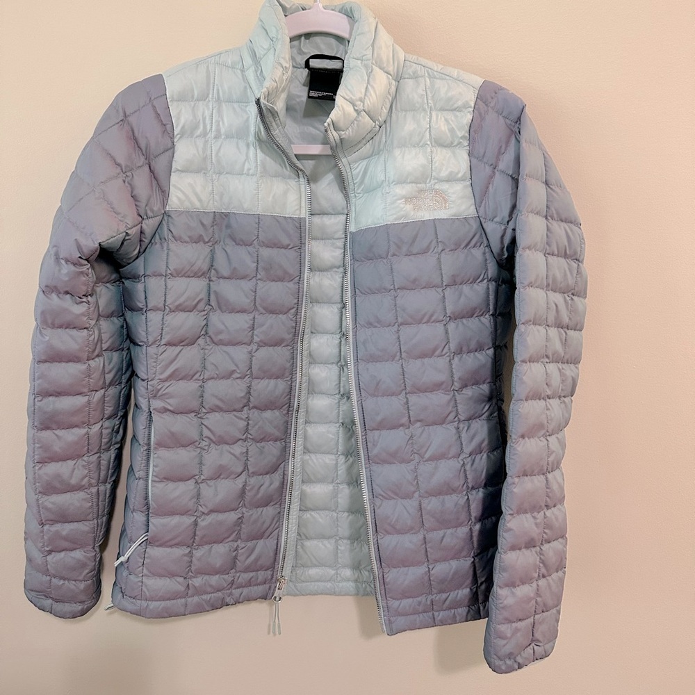 Women’s a The North Face Termoball gray blue jacket coat xs extra small